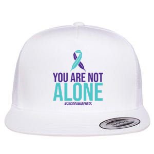 You Are Not Alone Sucide Awareness Ribbon Flat Bill Trucker Hat