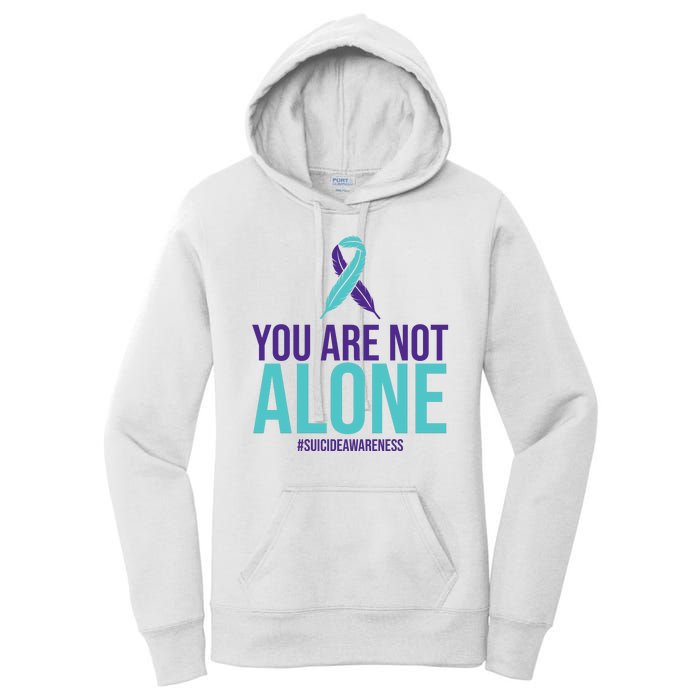 You Are Not Alone Sucide Awareness Ribbon Women's Pullover Hoodie