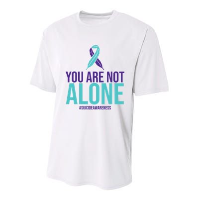 You Are Not Alone Sucide Awareness Ribbon Youth Performance Sprint T-Shirt