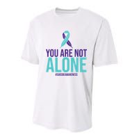 You Are Not Alone Sucide Awareness Ribbon Youth Performance Sprint T-Shirt