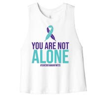 You Are Not Alone Sucide Awareness Ribbon Women's Racerback Cropped Tank