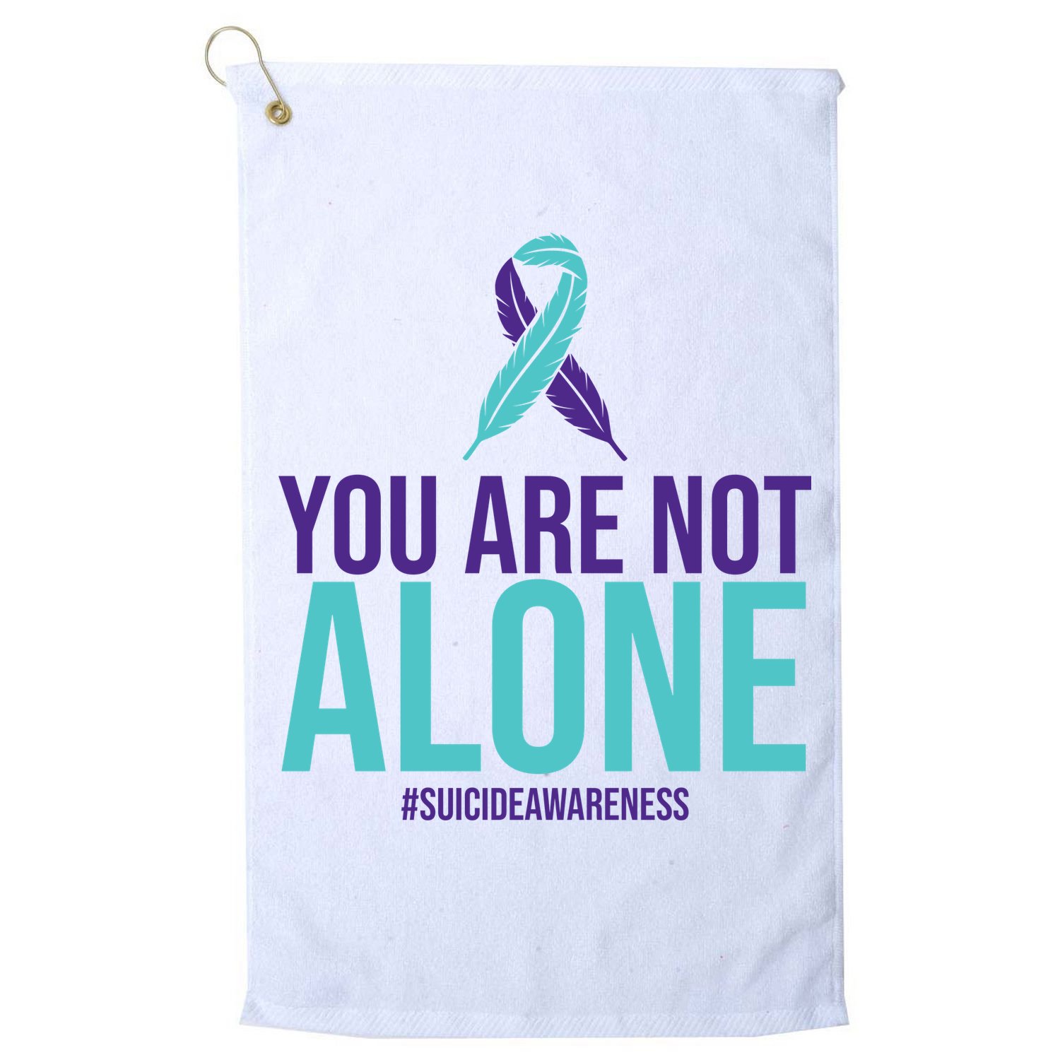 You Are Not Alone Sucide Awareness Ribbon Golf Towel