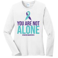 You Are Not Alone Sucide Awareness Ribbon Ladies Long Sleeve Shirt