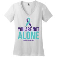 You Are Not Alone Sucide Awareness Ribbon Women's V-Neck T-Shirt