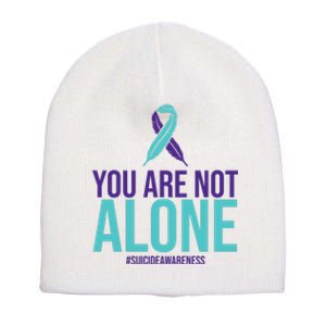 You Are Not Alone Sucide Awareness Ribbon Short Acrylic Beanie