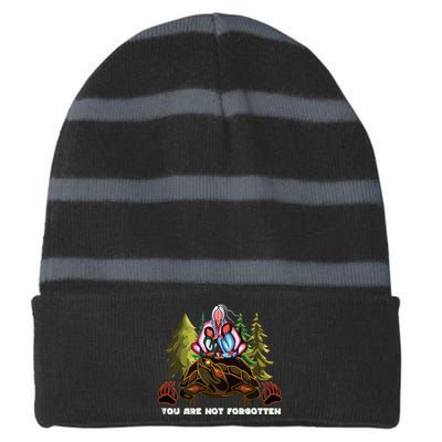 You Are Not Forgotten I Native American Women Mmiw Awareness Striped Beanie with Solid Band