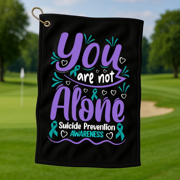 You Are Not Alone Suicide Prevention Awareness Golf Towel
