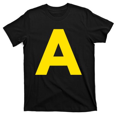 Yellow A On Red For Alvin Costume Halloween Fancy Dress T-Shirt