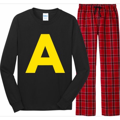 Yellow A On Red For Alvin Costume Halloween Fancy Dress Long Sleeve Pajama Set