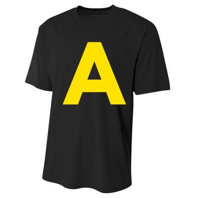 Yellow A On Red For Alvin Costume Halloween Fancy Dress Performance Sprint T-Shirt