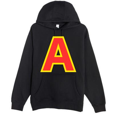 Yellow A On Red For Alvin Costume Halloween Fancy Dress Premium Pullover Hoodie