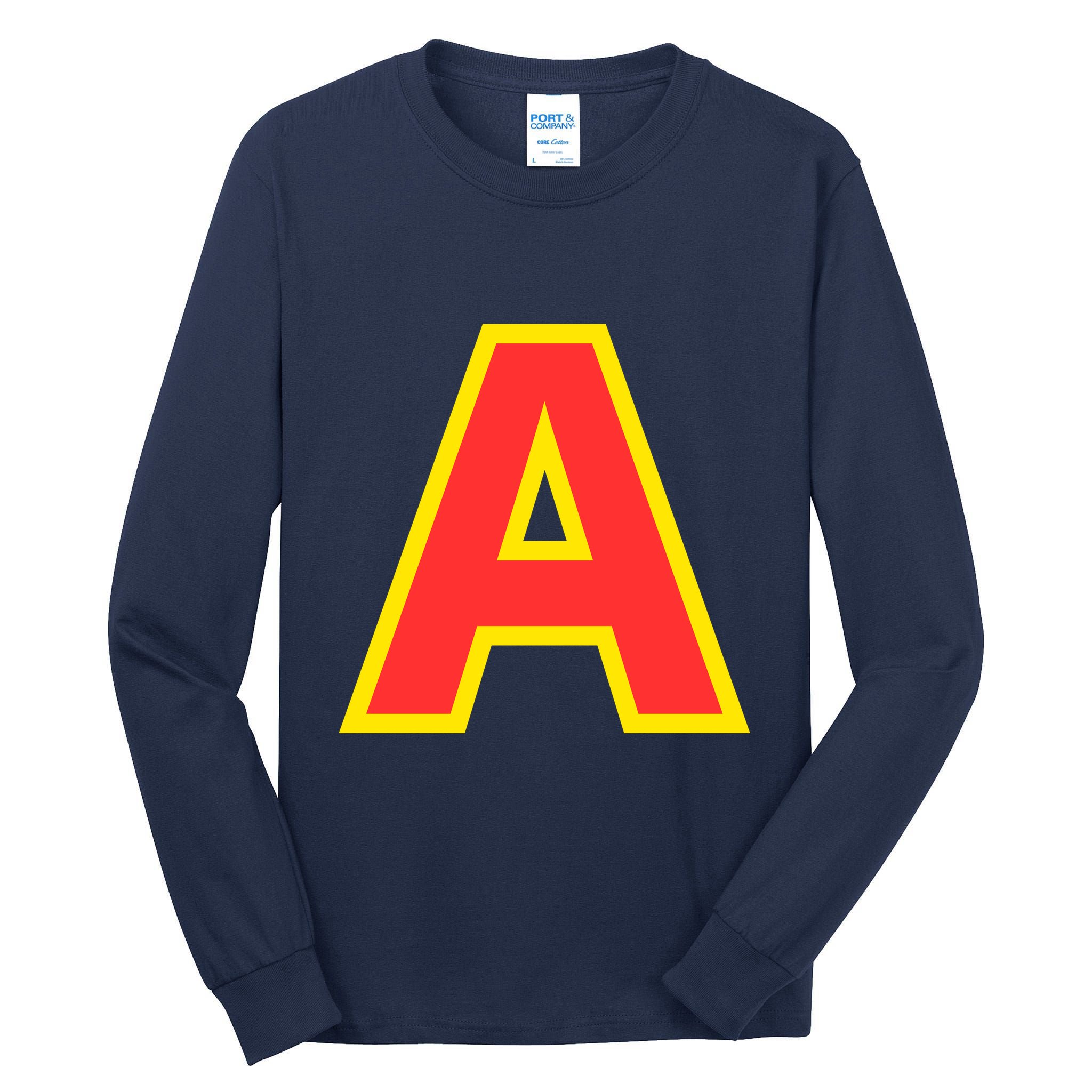 Yellow A On Red For Alvin Costume Halloween Fancy Dress Tall Long Sleeve T-Shirt
