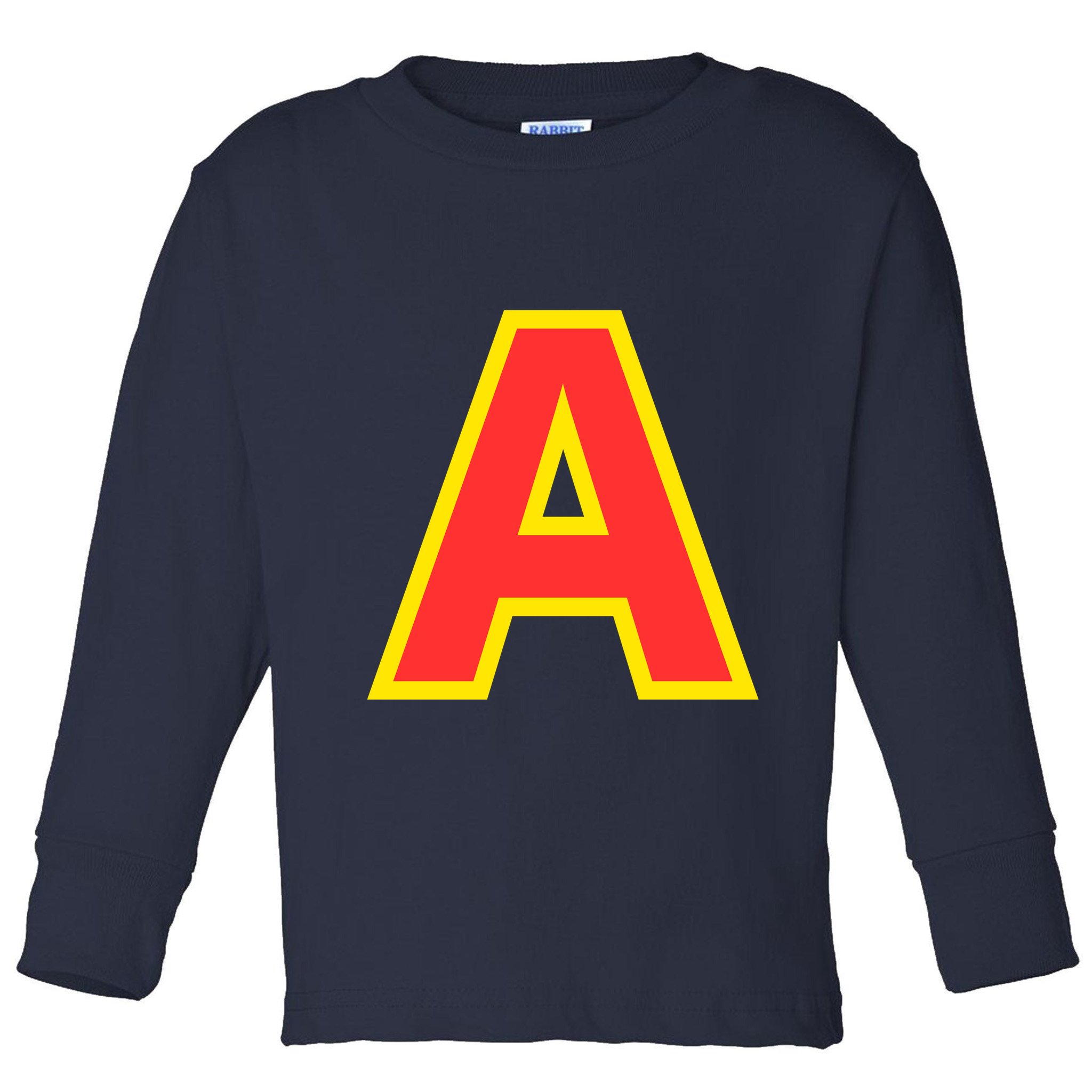 Yellow A On Red For Alvin Costume Halloween Fancy Dress Toddler Long Sleeve Shirt