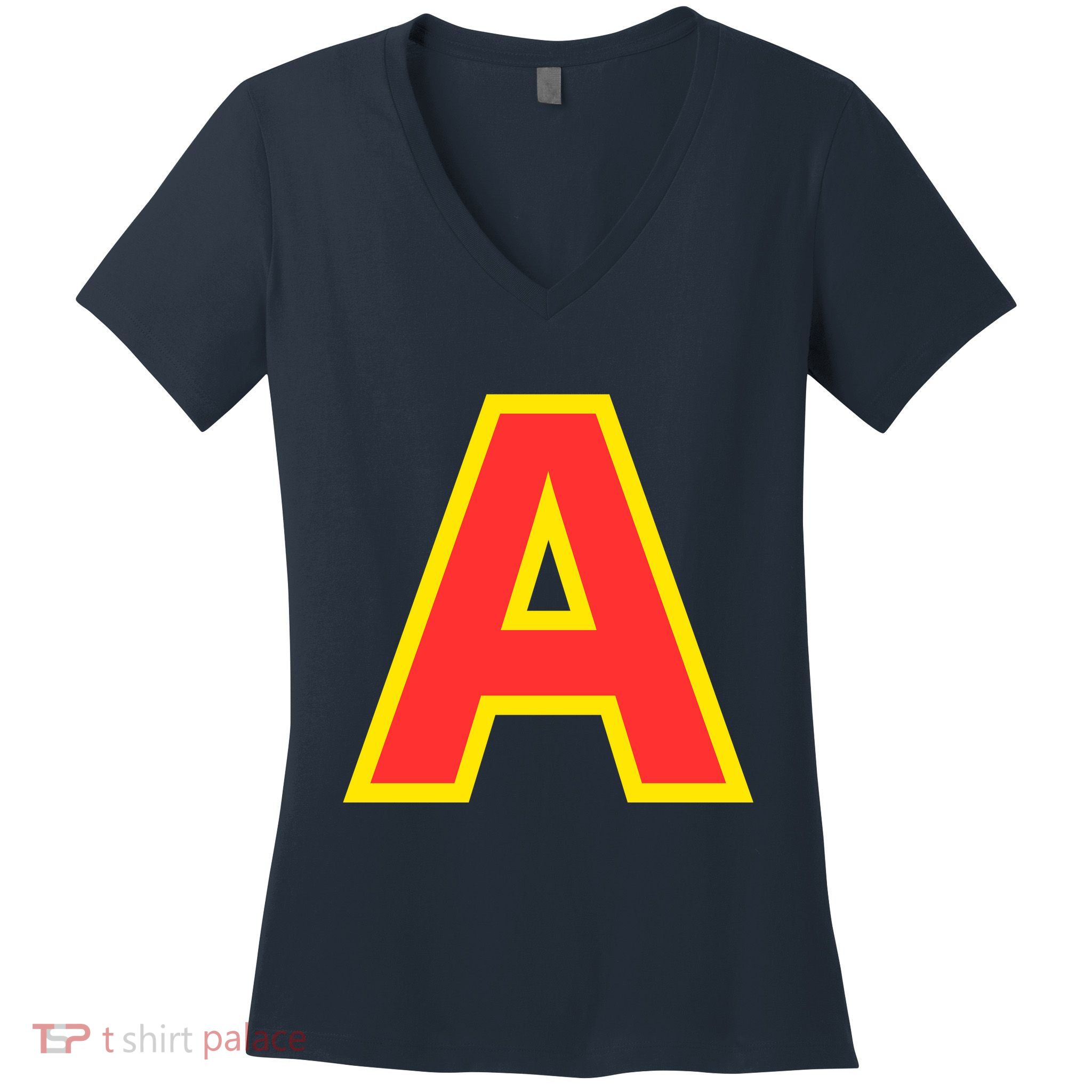 Yellow A On Red For Alvin Costume Halloween Fancy Dress Women's V-Neck T-Shirt