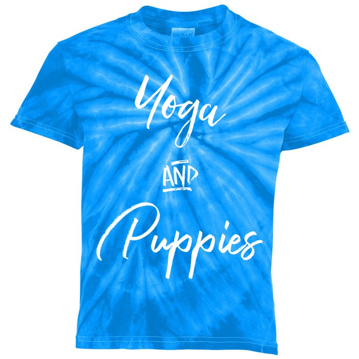 Yoga And Puppies Gift Namastay At Home With My Dog Lovers Great Gift Kids Tie-Dye T-Shirt