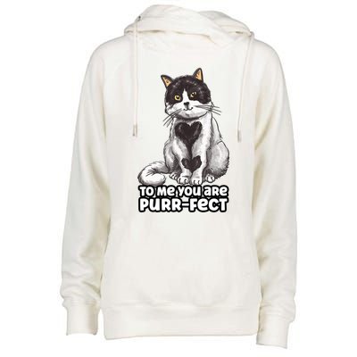 You Are Purrgiftfect Cat With Heart Drawing Valentines Day Gift Womens Funnel Neck Pullover Hood