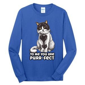 You Are Purrgiftfect Cat With Heart Drawing Valentines Day Gift Tall Long Sleeve T-Shirt