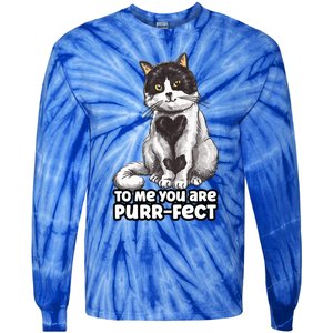 You Are Purrgiftfect Cat With Heart Drawing Valentines Day Gift Tie-Dye Long Sleeve Shirt