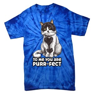 You Are Purrgiftfect Cat With Heart Drawing Valentines Day Gift Tie-Dye T-Shirt