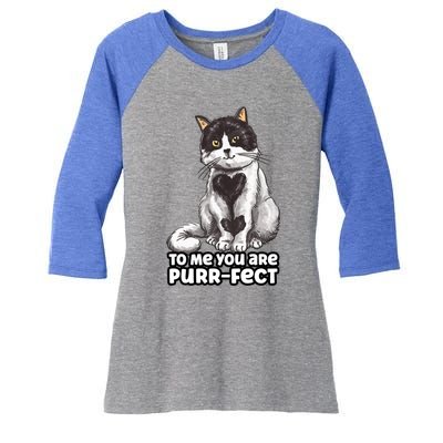 You Are Purrgiftfect Cat With Heart Drawing Valentines Day Gift Women's Tri-Blend 3/4-Sleeve Raglan Shirt