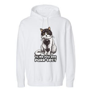 You Are Purrgiftfect Cat With Heart Drawing Valentines Day Gift Garment-Dyed Fleece Hoodie