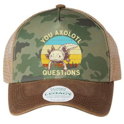You Axolotl Questions Retro Funny Reptile Legacy Tie Dye Trucker Hat