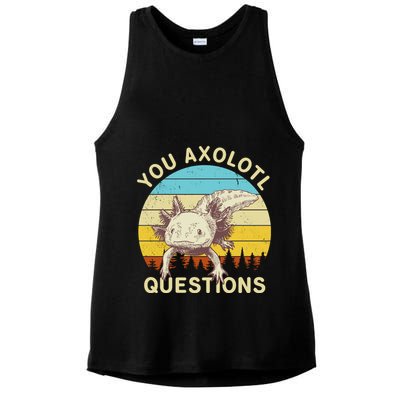 You Axolotl Questions Retro Funny Reptile Ladies PosiCharge Tri-Blend Wicking Tank