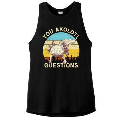 You Axolotl Questions Retro Funny Reptile Ladies PosiCharge Tri-Blend Wicking Tank