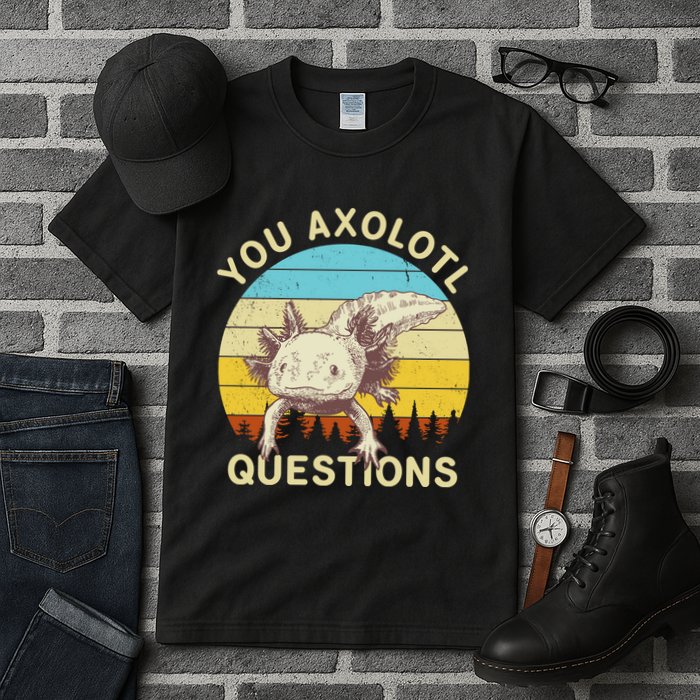 You Axolotl Questions Retro Funny Reptile Tall T-Shirt