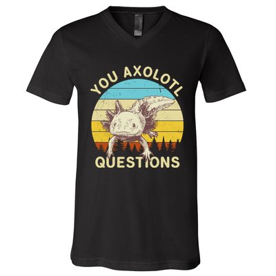 You Axolotl Questions Retro Funny Reptile V-Neck T-Shirt