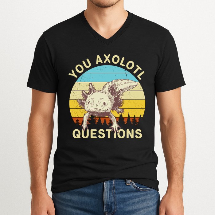 You Axolotl Questions Retro Funny Reptile V-Neck T-Shirt