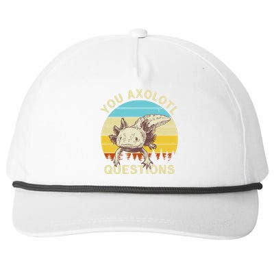 You Axolotl Questions Retro Funny Reptile Snapback Five-Panel Rope Hat