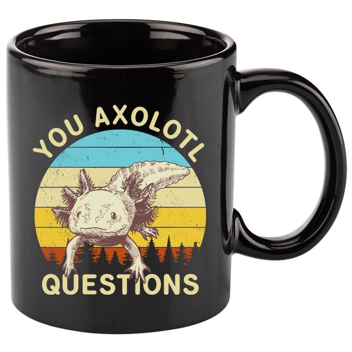 You Axolotl Questions Retro Funny Reptile 11oz C Handle Ceramic Mug