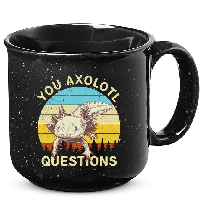 You Axolotl Questions Retro Funny Reptile 15oz Campfire Ceramic Mug