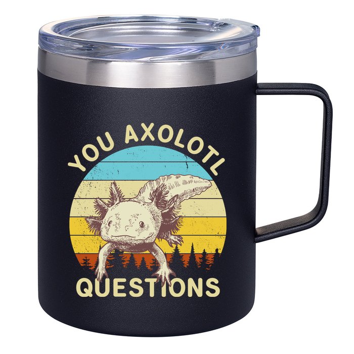 You Axolotl Questions Retro Funny Reptile 12oz Stainless Steel Coffee Mug