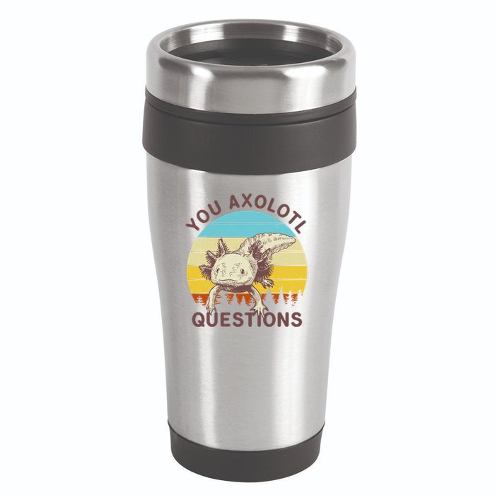 You Axolotl Questions Retro Funny Reptile 16oz Travel Tumbler