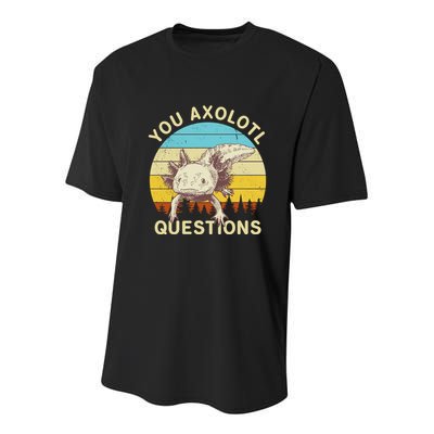You Axolotl Questions Retro Funny Reptile Youth Performance Sprint T-Shirt