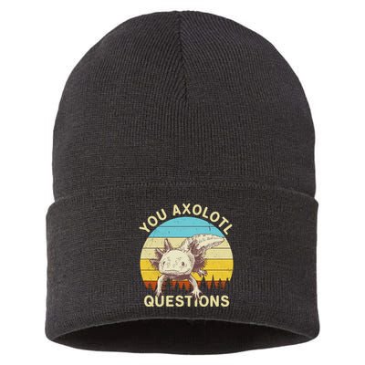 You Axolotl Questions Retro Funny Reptile Sustainable Knit Beanie