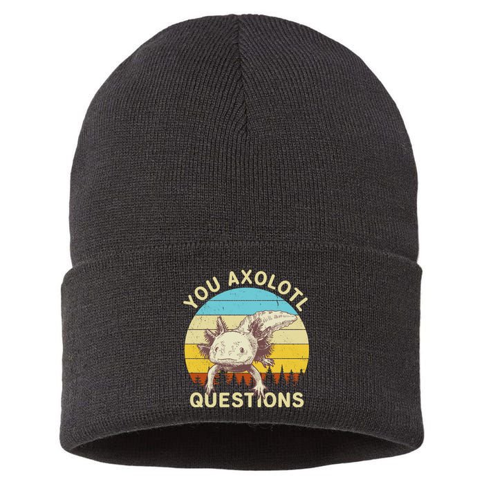 You Axolotl Questions Retro Funny Reptile Sustainable Knit Beanie