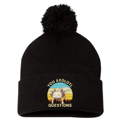 You Axolotl Questions Retro Funny Reptile Pom Pom 12in Knit Beanie