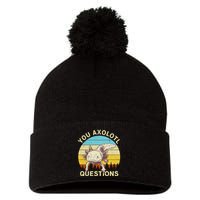 You Axolotl Questions Retro Funny Reptile Pom Pom 12in Knit Beanie