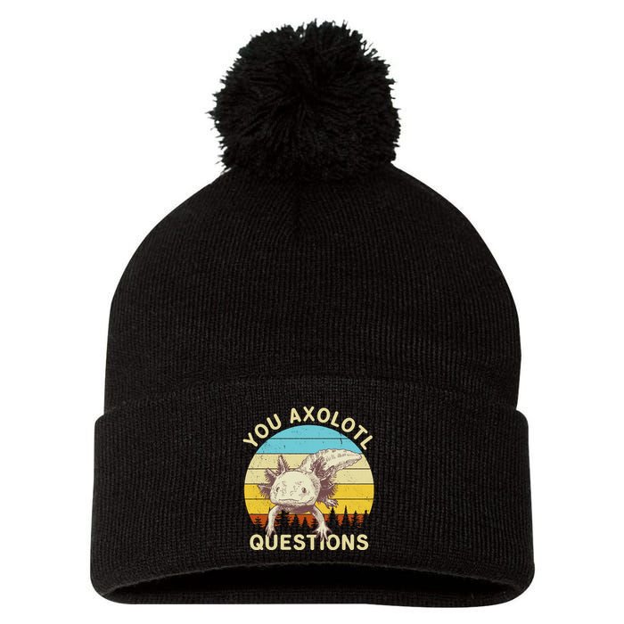 You Axolotl Questions Retro Funny Reptile Pom Pom 12in Knit Beanie