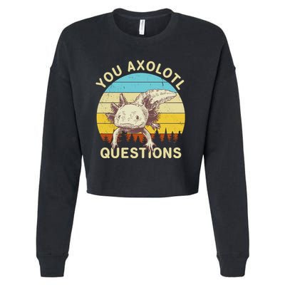 You Axolotl Questions Retro Funny Reptile Cropped Pullover Crew