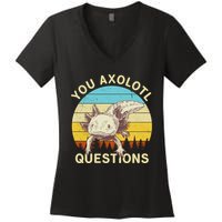 You Axolotl Questions Retro Funny Reptile Women's V-Neck T-Shirt