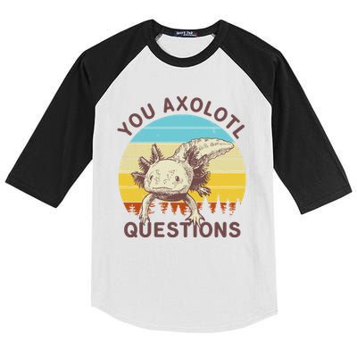 You Axolotl Questions Retro Funny Reptile Kids Colorblock Raglan Jersey