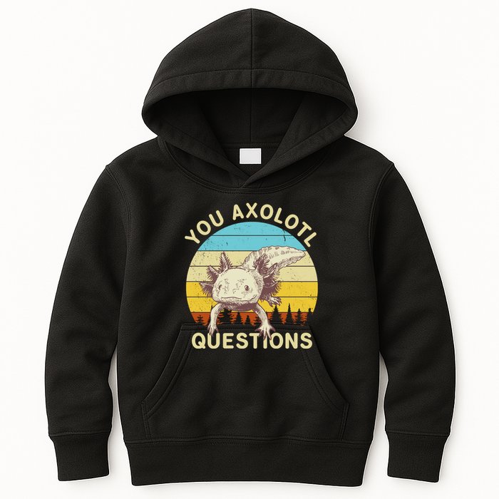 You Axolotl Questions Retro Funny Reptile Kids Hoodie