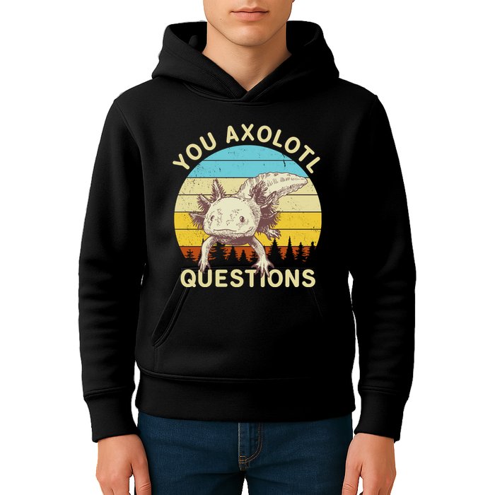 You Axolotl Questions Retro Funny Reptile Kids Hoodie