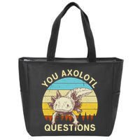 You Axolotl Questions Retro Funny Reptile Zip Tote Bag