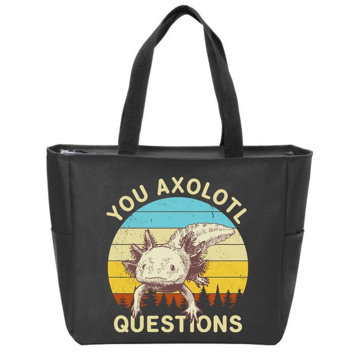 You Axolotl Questions Retro Funny Reptile Zip Tote Bag