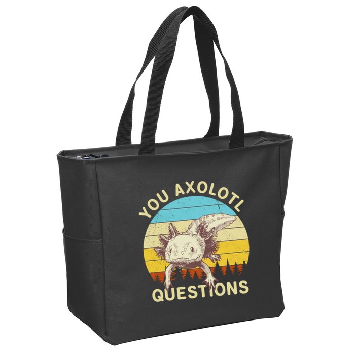 You Axolotl Questions Retro Funny Reptile Zip Tote Bag